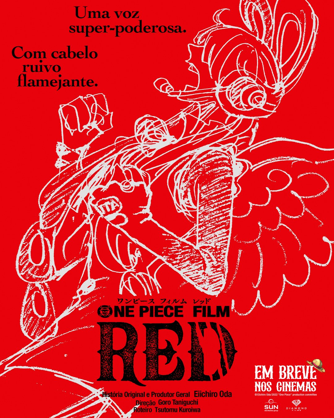  Filme 'One Piece Red' será lançado nos cinemas do  Brasil